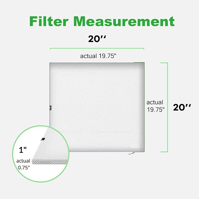 20x20x1 Air filter Pro Kit, Washable and Reusable Air Filter 20x20x1 for AC HVAC Furnace, MERV 8 Air Filters Machine Washable & Dryer Friendly, AC Furnace Air Filter, Include 2 Filters&1 Frame