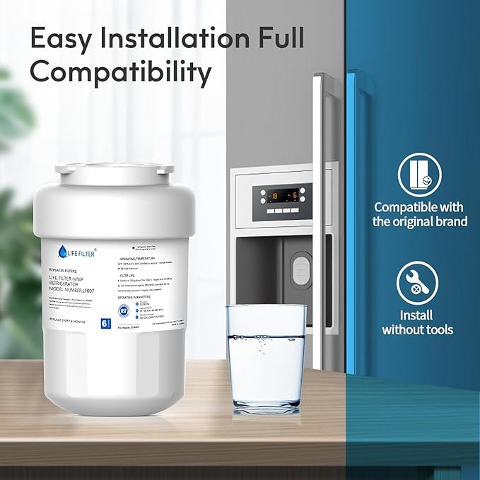 Lifefilter Replacement for MWF Refrigerator Water Filters, MWFP, HDX FMG-1, MWFA, GWF, GSE25GSHECSS, WFC1201, RWF1060, 197D6321P006, 9991, PC75009, 2 Pack