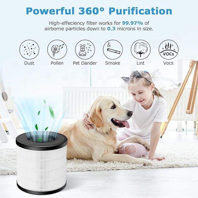 PU-P05/AC201B Replacement Filter for FULMINARE PU-P05 Air Purifier and Purivortex AC201B Air Purifier, 3-in-1 HEPA Filters for Dust Smoke Pollen, 4-Pack(Not fit for T10)