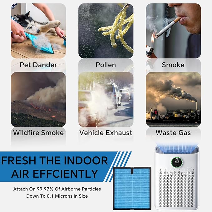 HAP603 HEPA Air Filter Compatible with ECOSELF HAP603 HAP603WF Air Purifier, H13 High Efficiency Activated Carbon Filter 4 Packs