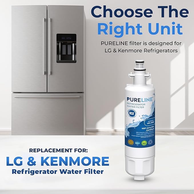 Pureline 9690, LT700P Replacement for LG LT700P, Kenmore Elite 9690, Kenmoreclear 46-9690, ADQ36006101, HDX FML-3, Refrigerator Water Filter - Reduces Bad Taste & Odor