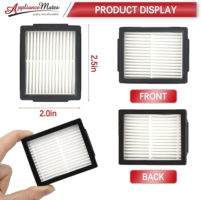 HEPA Filters Replacement for iRobot Roomba E I & J Series i7 i7+/plus i3 i3+ E5 E6 E7 i4 i4+ i5 i5+ i6 i6+ i8 i8+ Vacuum Cleaner, 12 Pack High Efficiency Filters + 1 Cleaning Brush