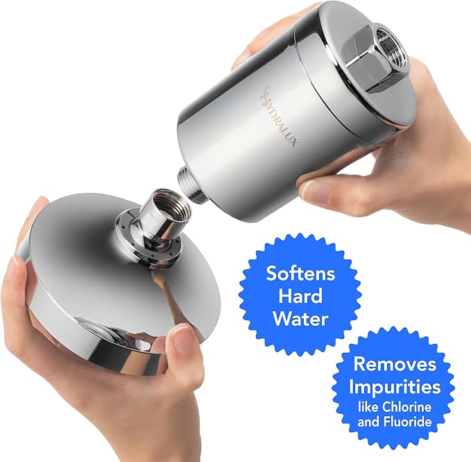 Premium High-Output Shower Filter with Replacement - Heavy Duty Water Filter - Hydralux H1 Filtration - Soothes Dry & Itchy Skin, Reduces Dandruff, Eczema & improves Condition of Skin