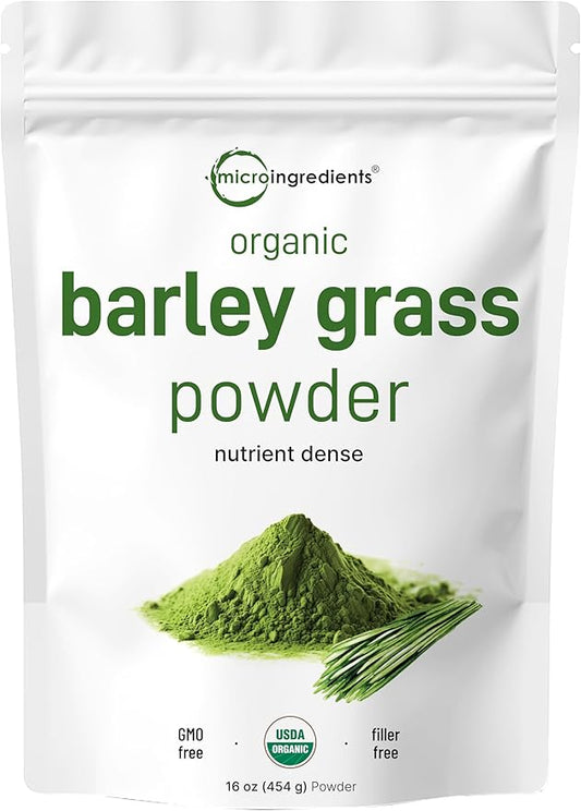 Organic Barley Grass Powder, 16 Ounces | US Grown | Rich in Vitamins, Minerals, Fibers, & Antioxidants | Superfood Greens Mix for Immune Health and Digestion Support | Non-GMO