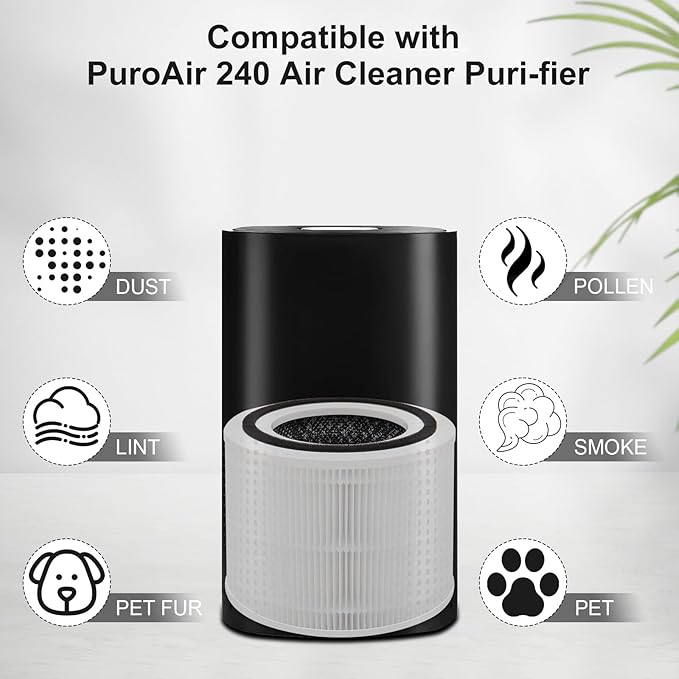 2 Pack 240 True 14 Replacement Filter Compatible with 240 A-ir Cleaner Purifier, 3-in-1 HP-14 Filter Replacement with Activated Carbon Filter,Fit For Pur-oair 14 Air Purifier
