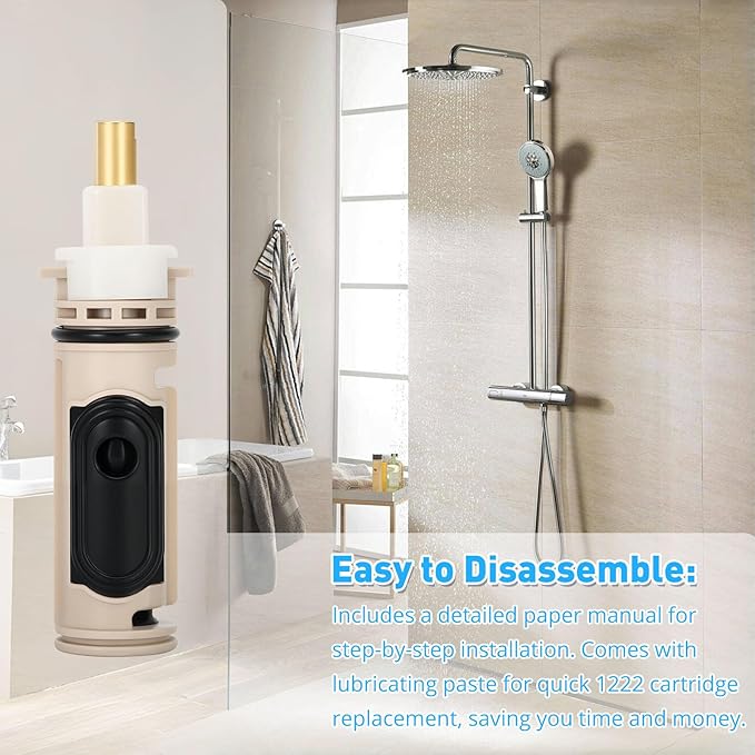 1222 Replacement Cartridge Kit for Moen One-Handle Posi Temp Faucets, Compatible with Moen Tub Shower Durable Brass & Plastic