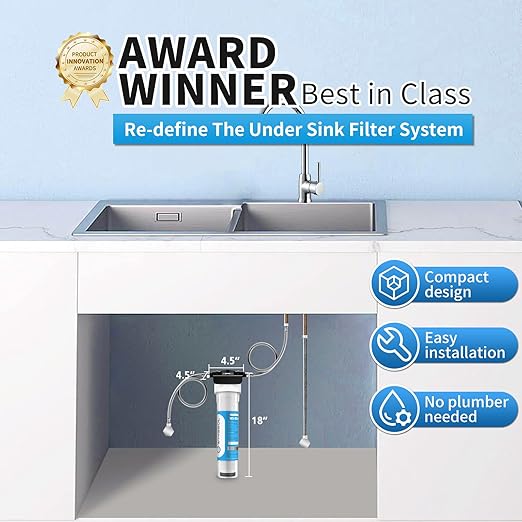 WINGSOL Under Sink Alkaline Water Filter with faucet, Improves and Taste, 5-in-1 Function Reduces Heavy Meatal, Chlorine, PFAS, PFOA/PFOS, Odor, Sediment, NSF/ANSI 53&42 Certified Water Filter