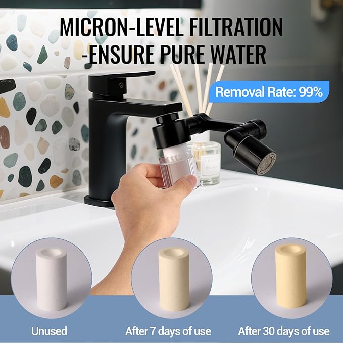 1080° Swivel Faucet-Extender Sink-Aerator - 2 Mode Splash Water Filter Extension, Kitchen Bathroom 360° Rotatable Spray Attachment, Multifunctional Universal Robotic Arm -Wash Hand/Hair/Face (Black)