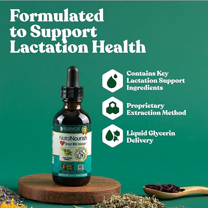 Rejuvica Health NatalNourish - Advanced Lactation Support Supplement - Liquid Delivery for Better Absorption - Fenugreek, Blessed Thistle, Anise, Fennel & More!