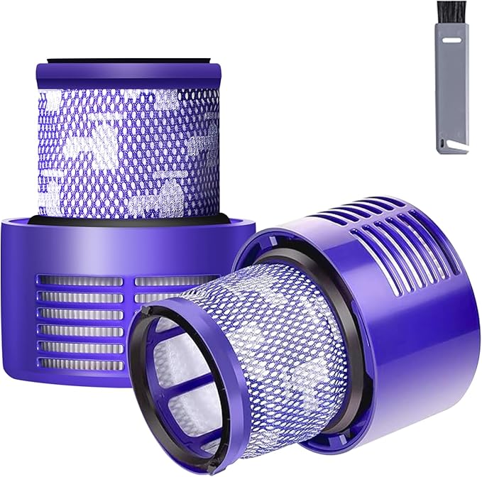 V10 Filter Replacement for Dyson V10 Cyclone Series, V10 Absolute, V10 Animal, V10 Total Clean, Replace Part No. 969082-01,2 Pack Filters and 1 Clean Brush