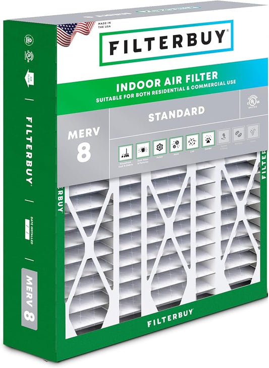 Filterbuy 20x25.25x3.5 Air Filter MERV 8 (MPR 700) Dust Defense Replacement (1-Pack), Pleated HVAC AC Furnace Filters for Aprilaire Space-Gard 102/2120 (Actual Size: 19.94 x 25.38 x 3.75)