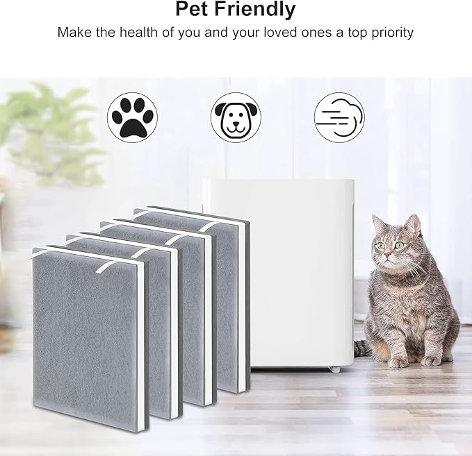 Vital 100 Replacement Filter Compatible with Levoit Vital 100 Air Purifier, 3-in-1 Replacement Filter and High-Efficiency Activated Carbon Filters, Part Number Vital 100-RF, 4 Pack.