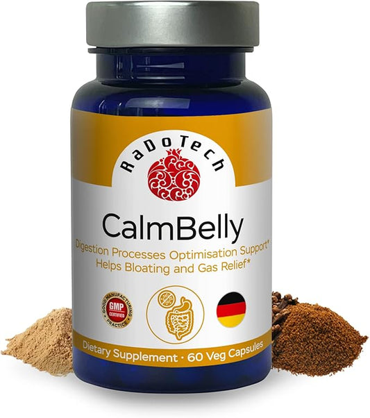 CalmBelly, Helps Normalize Digestive Processes Support Active Enzymes, Probiotics for Digestive Health Supplements for Women and Men, Formula for Overall Wellness 60 Count (Pack of 1)