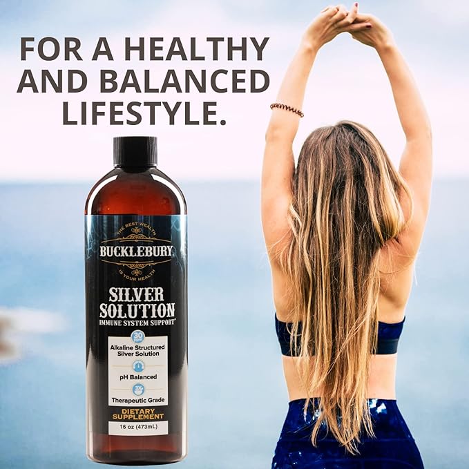 Silver Solution pH Balanced - Alkaline Structured Silver Solution Unflavored Liquid for Daily Immune Support - 30ppm Gluten Free - 16 oz