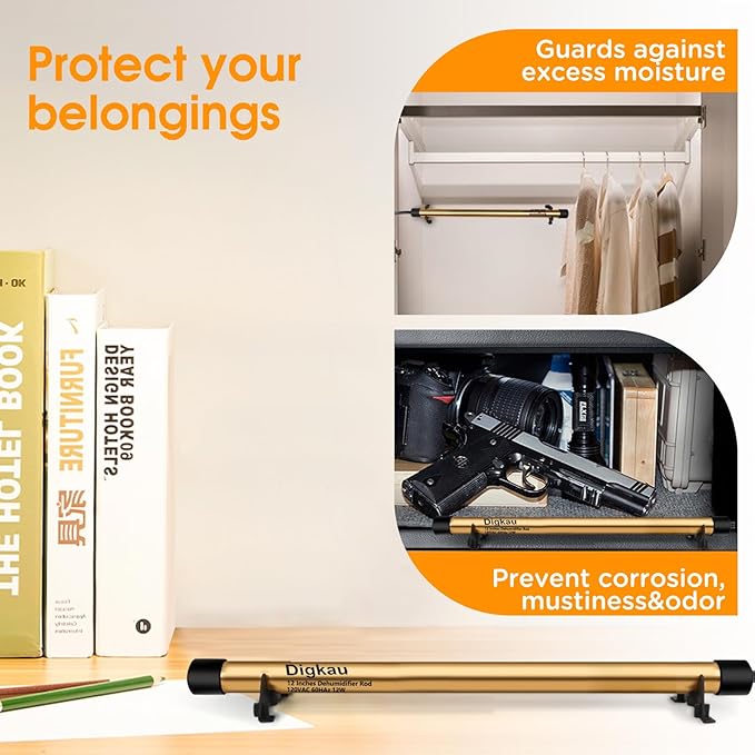 Gun Safe Dehumidifier Rod - High Power, Easy Installation Plug-in Dehumidifier, Superior Moisture, Keep Dry for Gun Safes,Cabinets, Closets (24 Inch)