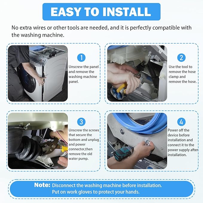 WH11X29539 Washer Drain Pump and Filter Assembly Compatible with GE Front Load Washing Machines Clothes Washer Replacement Parts AP6986715 4962370 PS16217203 EAP16217203 B25-3A04 PD00065822