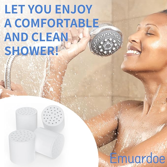 4 Pack 20 Stage Shower Filter Universal Replacement Cartridge- Removes Chlorine, Heavy Metals, Iron, Other Sediments, Water Softener with High Output,Fit Any Similar Design Shower Water Filter