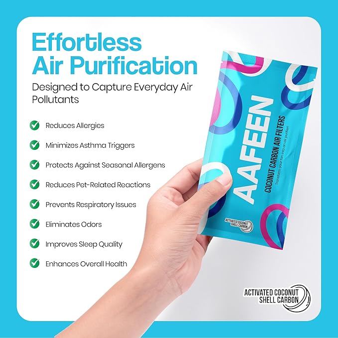 Ceiling Fan Filters for Blades - 3 Pcs Activated Coconut Shell Carbon Ceiling Fan Air Purifier Pads - Adhesive Fans Filter - Dust Catcher Fans Blade Air Purifier Pads - Fresh Natural Air