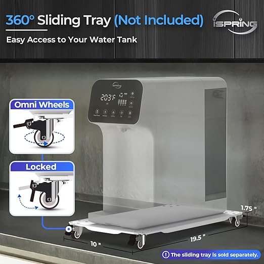 iSpring RCD100 5-Stage Countertop Reverse Osmosis System, Instant Hot RO Water Dispenser with UV, 2.5:1 Pure to Drain, 100 GPD Portable Water Filtration System, 4 Temperature Options, Plug and Play