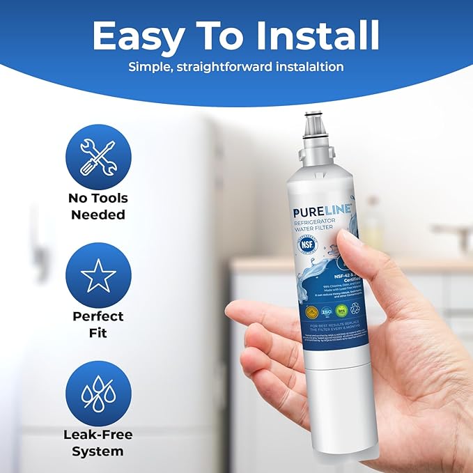 Pureline EDR5RXD1, 4396508 Replacement for Whirlpool 4396508, EDR5RXD1, EveryDrop Filter 5, Refrigerator Water Filter - Reduces Bad Taste & Odor