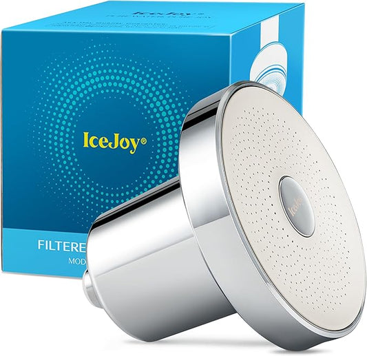 IceJoy Filtered Shower Head - Scientifically Evaluated, High-Efficiency Shower Head with Filters for Enhanced Hair & Skin Health, Minimize Hair Loss, Preserve Color-Treated Hair(Modern Chrome)