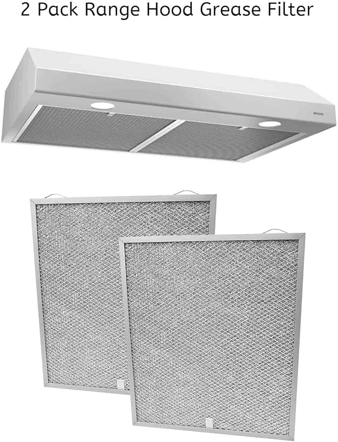 2Pcs Range Hood Aluminum Grease Filter Fit for Broan Nutone BCSEK130WW BCSD130SS Kenmore 23351264710 23351269710, Replace S99010430-002 99010430-002 4512880