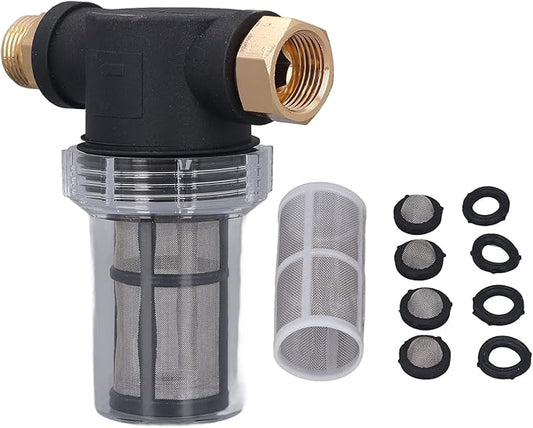 Garden Hose Filter for Pressure Washer Inlet Water, Sediment Filter Attachment,100 Mesh Screen,with 1Extra 100 Mesh, 4PCS O-Ring and 4PCS Filter Hose Washer