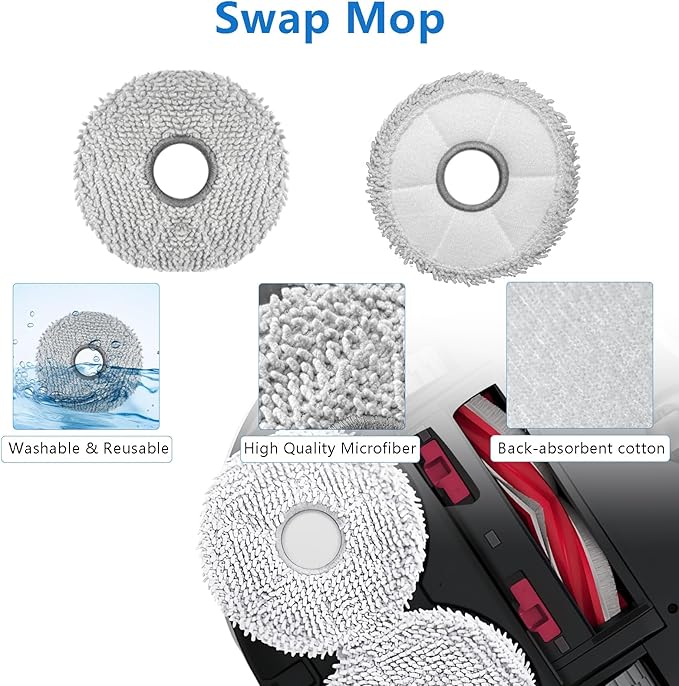 21 Pack Replacement Parts for Yeedi M12 PRO+ Robot Vacuum Accessories Kit, Cleaner Inclue 1 V-shaped Brush, 6 Side Brushes, 6 Dust Bags, 4 Hepa Filters, 4 Mop Pads, 1 Clean Tool