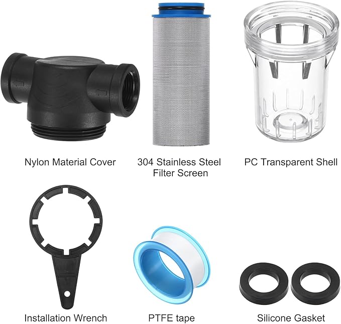 3-Pack Water Pump Strainer with 250 Mesh Stainless Steel Filter Screen, 3/4" Inch Female NPT in-line Strainer for Garden Hose Outdoor RV Water Tank Pressure Washer [Black]