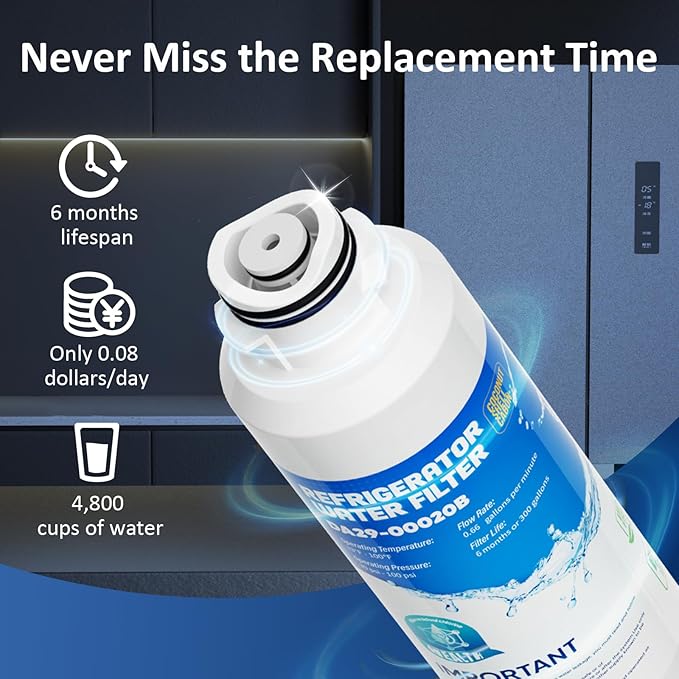 DA29-00020B Replacement for Samsung Water Filter DA29-00020B, HAF-CIN/EXP, RF28HFEDBSR, RF263TEAESG, RF263BEAESR, RF28HDEDBSR, HAF-CIN, RF4287HARS, RF4267HARS, DA97-08006A, 3 Filters