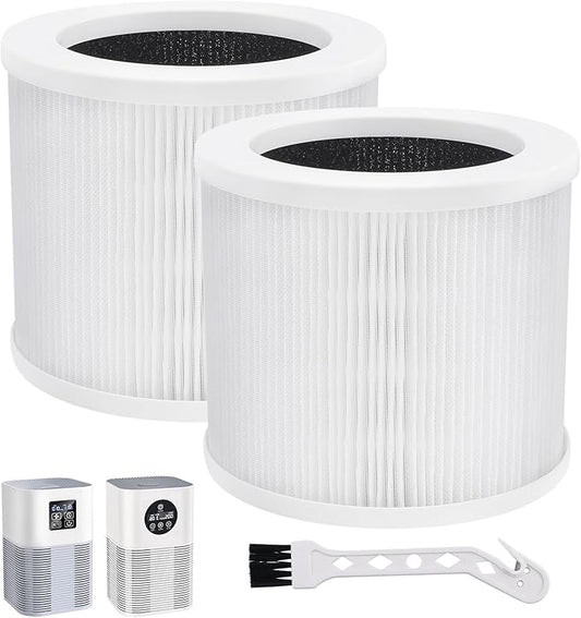 2Pcs A1 Replacement Filter Compatible with VEWIOR Air Purifier HQSC-50, HQKJ-80, A1W, AMEIFU AP01W, KOIOS HQKJ-50 Air Purifier, 3-in-1 H13 True HEPA Air Cleaner Filter