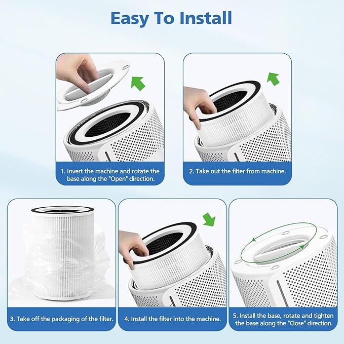 True HEPA KILO Filter For Afloia KILO, KILOPLUS, KILOPRO, MIRO, MIRO PRO and for MORENTO MR-Kilo, Kalo Air Purifier, 360° 3-Stage Filtration for Home Bedroom Large Room Odor Dust Pollen Smoke, 2 Pack