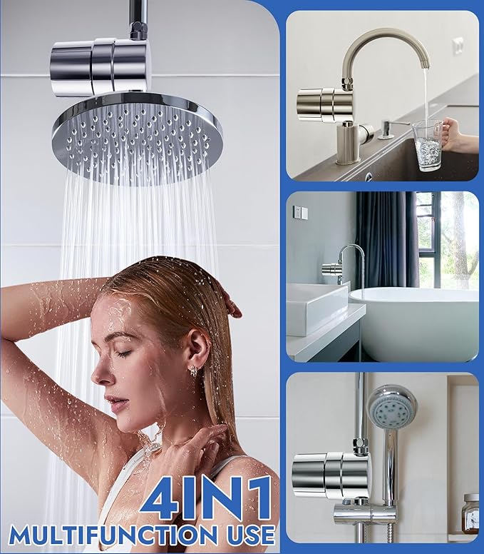 Shower Filter, SR SUN RISE 32 Stage Shower Head Filter for Hard Water Remove Toxic Chemicals,High Output Shower water Softener for Hair Skin (Compact Install, Polished Chrome)