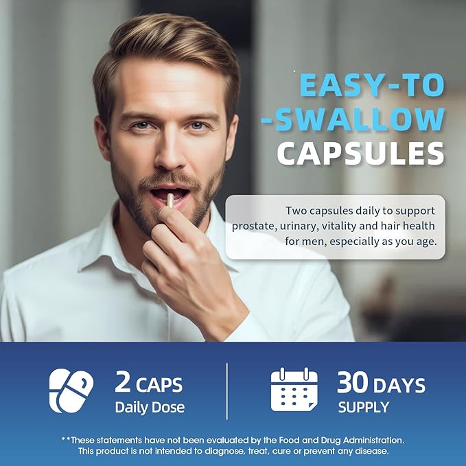 Prostate Health Supplements for Men - 18 in 1 Saw Palmetto with Pumpkin Seed & Nettle - Advanced DHT Blocker - Urinary Tract Health Support - Enhanced with Ashwagandha, Reishi, 60 Capsules