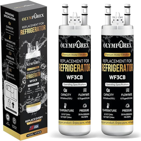 WF3CB Refrigerator Water Filter Replacement, Premium Replacement for WF425, Pure Source 3, 706465, 242069601, 242086201, 242017800, PS3412266, Fridge Water Filter, 9 Inches [Pack 2]
