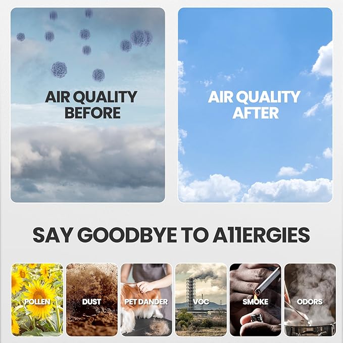 4 Pack FLT4825 HEPA Filter B Replacement with Activated Carbon Pre-Filters Compatible with Guardian Air Purifier AC4825 AC4300 AC4800 AC4900 AC4850