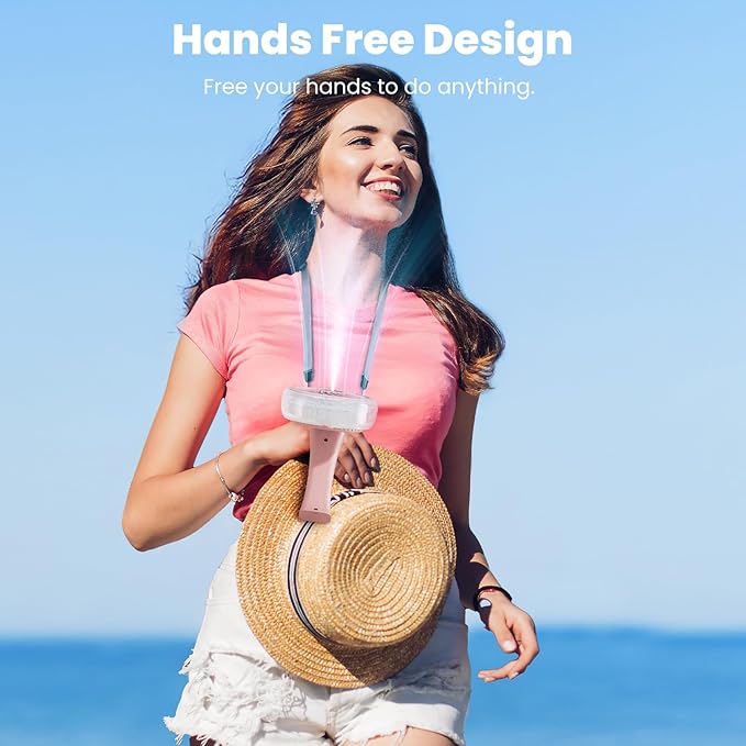 HandFan Upgraded Portable Handheld Misting Fan, Rechargeable Personal Mister Fan, Spray Water Mist Fans, Foldable Electric Mini Cooling Hand Fans for Summer Beach Travel Concerts Disney(Pink)