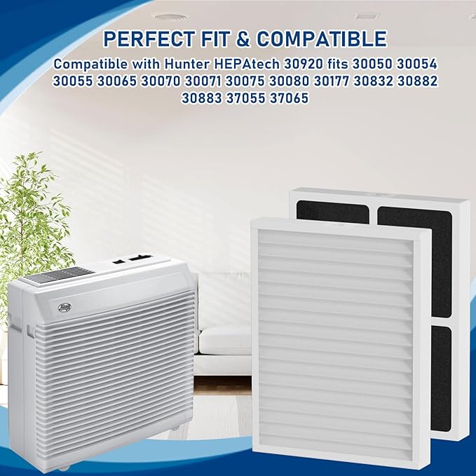 3 Pack 30920 Air Filter Replacement MERV13 Compatible with Hunter HEPAtech 30920 fits 30050 30054 30055 30065 30070 30071 30075 30080 30177 30832 30882 30883 37055 37065, Air Cleaner Purifiers