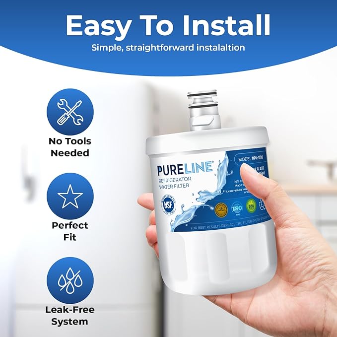 Pureline 5231JA2002A Replacement for Kenmore 9890, LG LT500P, LG GEN11042FR-08, LG 5231JA2002A, LG LFX25974ST, Refrigerator Water Filter - Reduces Bad Taste & Odor