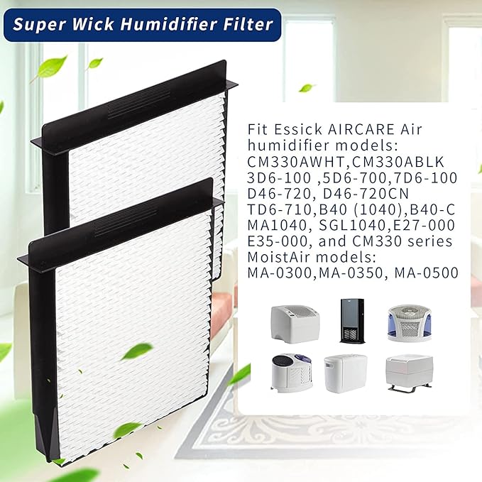 1040 Super Wick Humidifier Filter Replacement for Aircare Essick Air Humidifier B40 B40-C 3D6-100 5D6-700 7D6-100 B23-710 B23-810 D46-720 MA-0300 MA-0500 TD6-710 E27-000 CM330-2 Pack