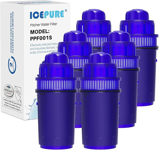 ICEPURE Pitcher Water Filter, Compatible with All PUR® Pitchers & Dispensers Filtration Systems, Replacement for PUR CRF950Z, PPF900Z, PPF951K, PPT700W, PPT711W, CR-1100C, CR1100CV 6Pack