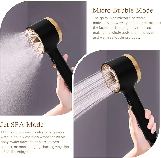Handheld Filtered Shower Head, High Pressure, Reduce Impurities for Healthier, Skin & Hair, with NSF Certified Filtration for Hard Water Shower Filter & Vitamin C Aroma Ring (Black)