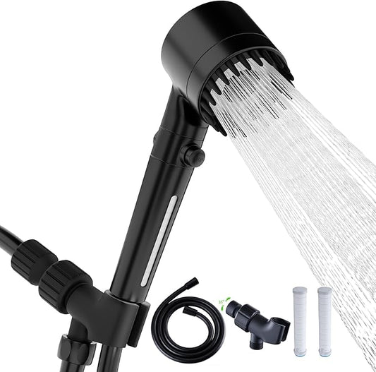 Shower Head with Handheld, Shower Heads High Pressure, High Flow Even with Low Water Pressure-Hand Held Showerhead Set,3 Modes Filtered Showerhead with 59″Replacement Hose/Bracket/Cotton Filters