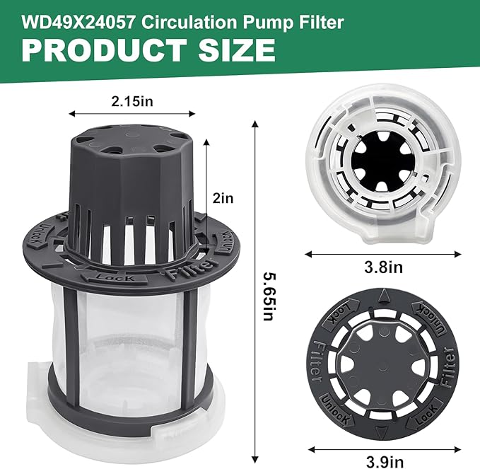 WD49X24057 Dishwasher Ultra Fine Filter Kit with GE Dishwashers, Fine Filter Kit Replace Part WD12X10416 WD12X21976 WD12X22560 WD12X20107 WD12X23736 WD12X21676 WD12X20340 WD12X20549