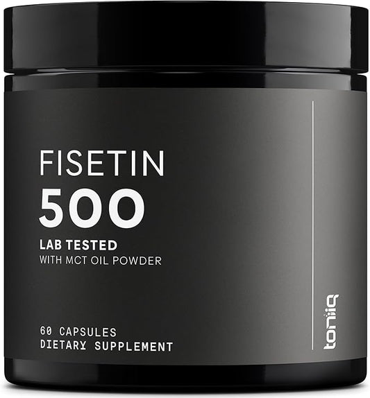 Toniiq Ultra High Purity Fisetin 500mg - 98%+ Higly Purified & Bioavailable Fisetin Supplement with MCT Oil for Absorption - Third-Party Tested Senolytic Supplements for Aging Support - 60 Capsules