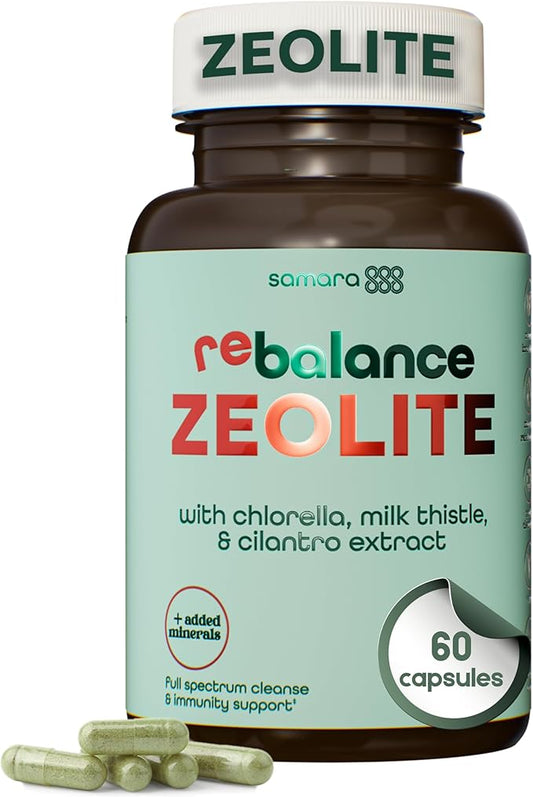 Enhanced Total Body Zeolite Detox - Liver Cleanse Detox & Toxin Binder w/Zeolite Clinoptilolite, Chlorella, Milk Thistle & Minerals, Gut Health & Immune Support for Adults, Vegan Capsules, 60ct