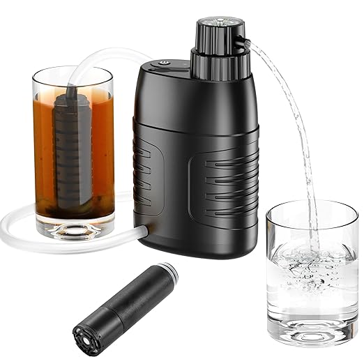 Electric Portable Water Purifier Survival, 0.01 Micron 6-Stage Water Purification System Water Filter for Outdoor Camping Backpacking Hiking Travel Emergency, One Extra Filter Included