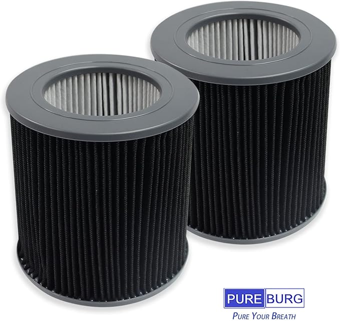 PUREBURG Replacement Filter Compatible with Molekule Air Mini & Air Mini+ Air Purifier, 2-Pack 6.1"(OD) x 6.5"(H)