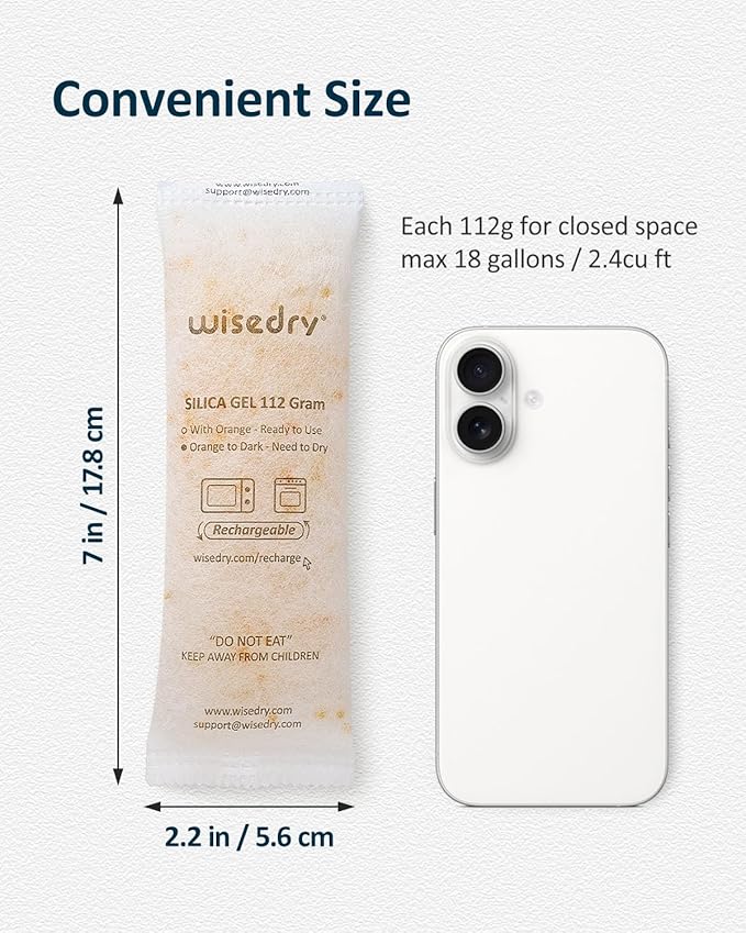 wisedry 112 Gram [4 Packs] Silica Gel Desiccant Packs for Larger Container Desiccant Bags with Orange Indicating Beads for 3D Printer Filament Gun Safe Camera Electronics Equipment Food Grade