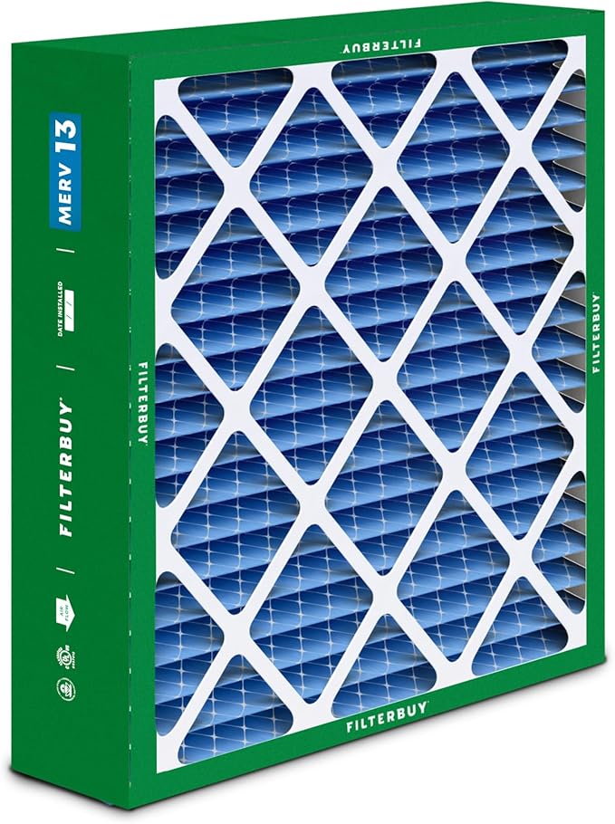 Filterbuy 20x25x6 Air Filter MERV 13 Optimal Defense (2-Pack), Pleated HVAC AC Furnace Air Filters for Aprilaire Space-Gard 201/2200 / 2250 & Lennox (Actual Size: 19.75 x 24.25 x 6.00 Inches)